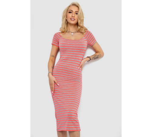 Сукня в смужку, колір сіро-рожевий, 244R536-1