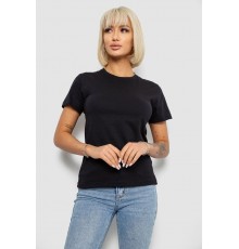 Футболка жіноча однотонна, колір чорний, 129R8900
