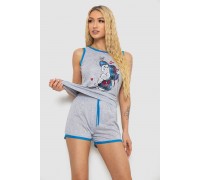 Жіноча піжама з принтом, колір сіро-блакитний, 238RB40