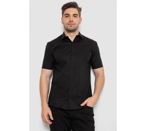 Сорочка чоловіча однотонна, колір чорний, 214R7117