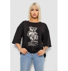 Футболка женская с принтом, цвет черный, 244R2029-5