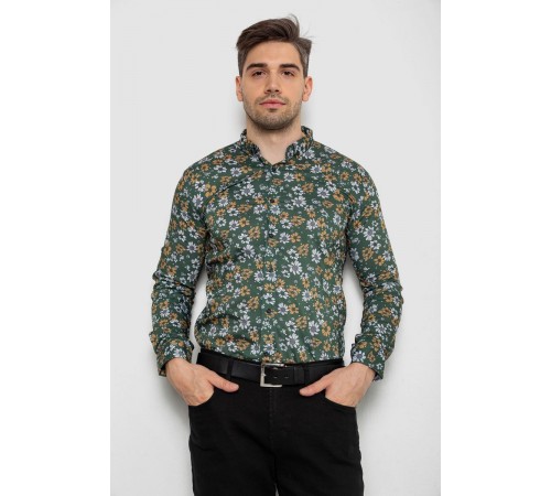 Сорочка чоловіча з принтом, колір зелений, 214R1036