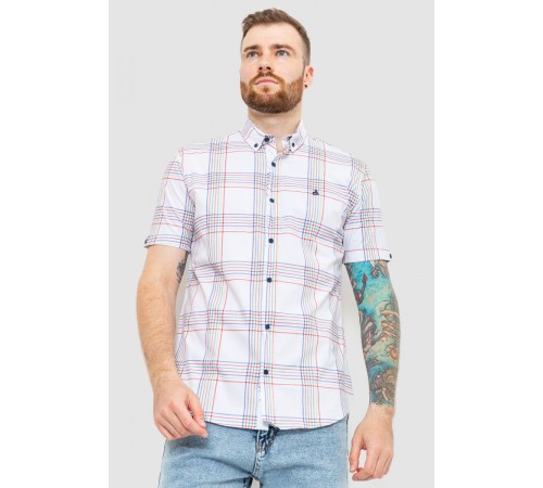 Сорочка чоловіча в клітку, колір молочний, 214R244564
