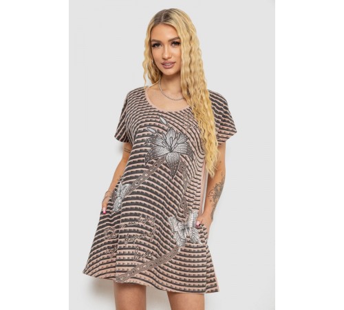 Туника женская с принтом, цвет бежево-черный, 238RBD378