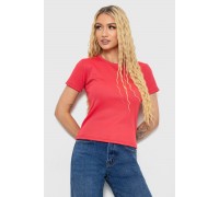 Футболка женская в рубчик, цвет темно-коралловый, 238R123-2