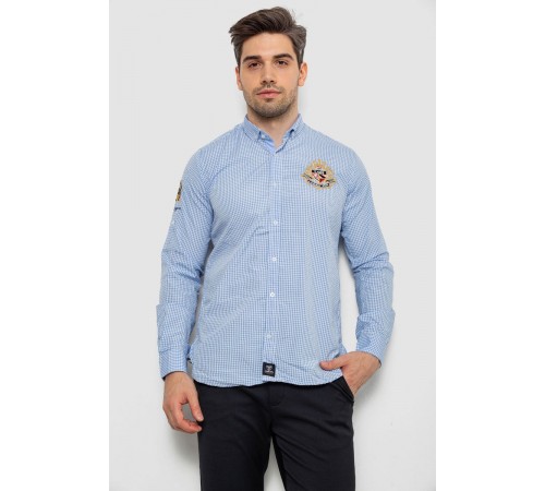 Сорочка чоловіча в клітинку, колір блакитний, 214R9030