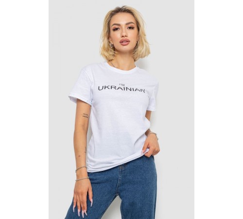 Футболка женская с принтом, цвет белый, 238R57383-1