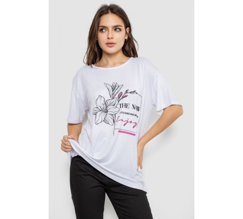 Футболка жіноча з принтом, колір білий, 244R605