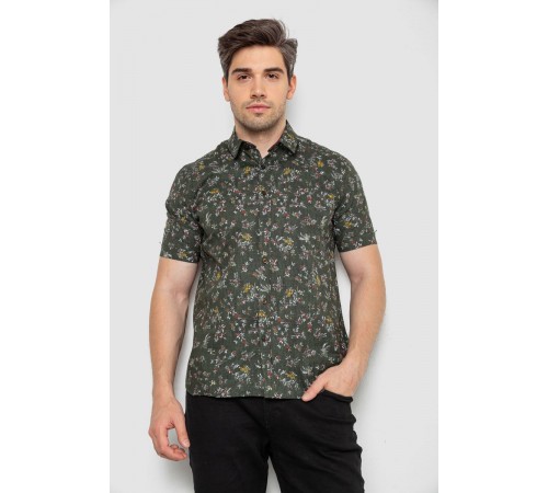 Сорочка чоловіча з принтом, колір хакі, 214R6917-91