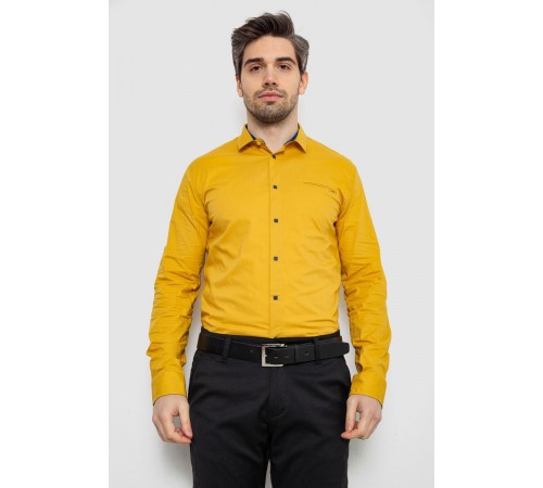 Рубашка мужская однотонная, цвет горчичный, 186R2072