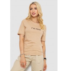 Футболка жіноча з принтом, колір бежевий, 241R1833