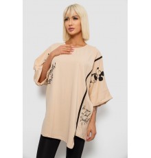 Футболка женская с принтом, цвет бежевый, 244R4007