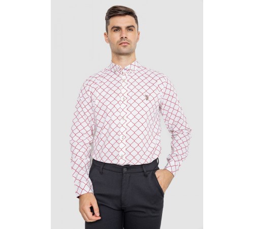 Сорочка чоловіча повсякденна, колір молочно-червоний, 247R404