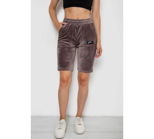 Шорти жіночі  велюрові, колір коричневий, 238R58169-1