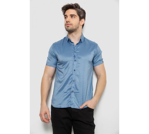 Сорочка чоловіча з принтом, колір джинс, 186R6918