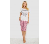 Піжама жіноча з принтом, колір молочний, 243R10311