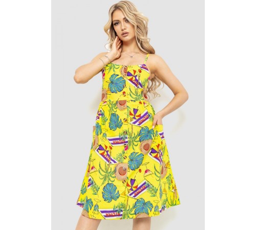 Жіночий сарафан з квітковим принтом, колір жовтий, 221R1932-1