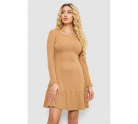 Платье трикотажное с оборкой, цвет бежевый, 230R0112