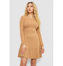 Сукня трикотажна з оборкою, колір бежевий, 230R0112