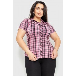 Рубашка женская в клетку, цвет розово-серый, 230R065