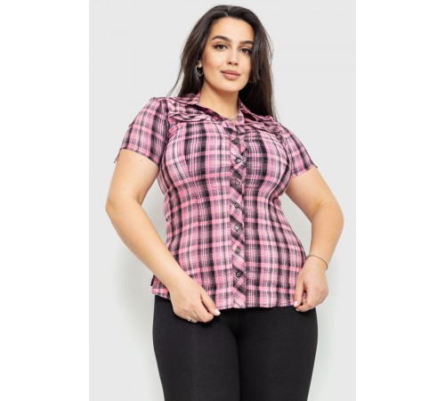 Сорочка жіноча в клітинку, колір рожево-сірий, 230R065