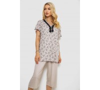 Пижама женская с принтом, цвет бежевый, 243R6968