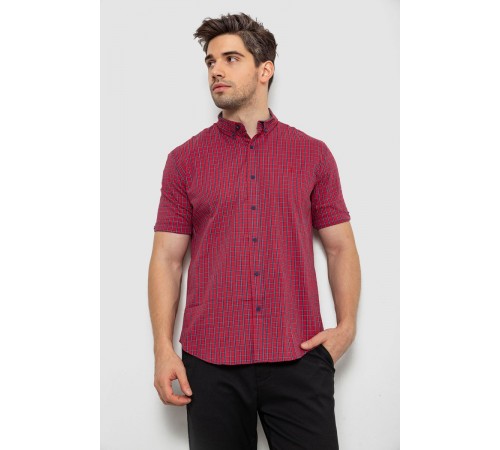 Сорочка чоловіча в клітку, колір червоний, 214R2445