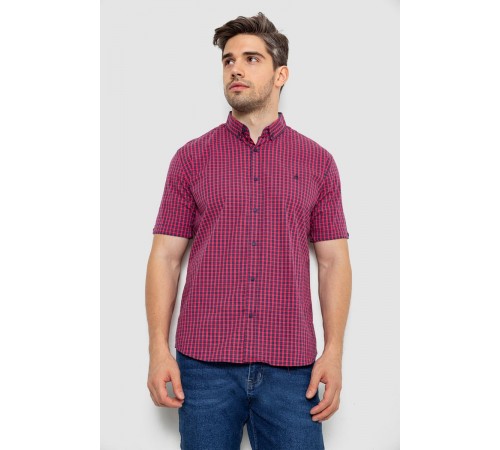 Сорочка чоловіча в клітку, колір малиновий, 214R2445-1