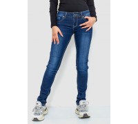 Джинсы женские с потертостями, цвет синий, 244RA602