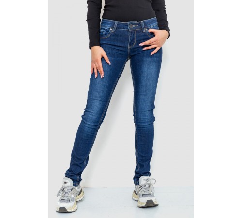 Джинси жіночі з потертостями, колір синій, 244RA602