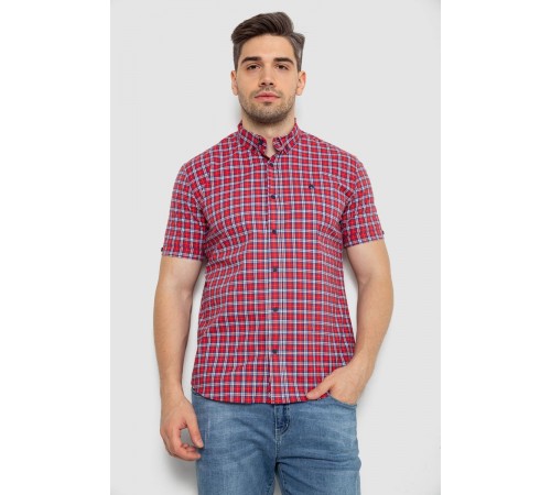 Сорочка чоловіча в клітку, колір червоний, 214R2445-6