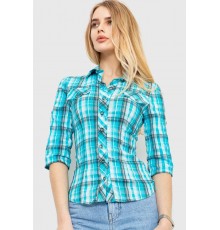 Сорочка жіноча в клітку, колір блакитний, 230R063
