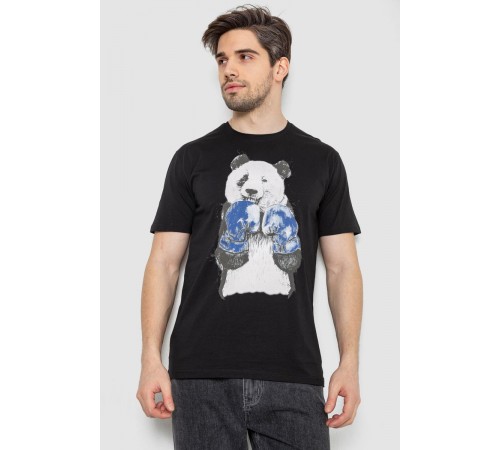 Футболка чоловіча з принтом, колір чорний, 244R5996