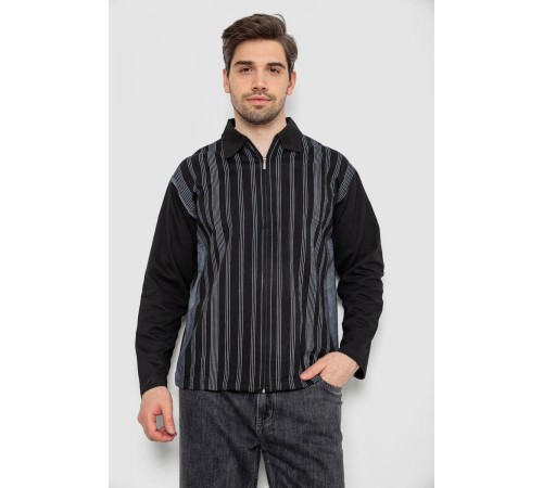 Кофта чоловіча на блискавці в смужку, колір чорний, 238R123