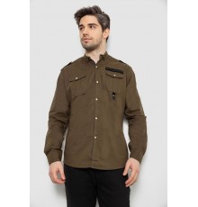 Сорочка чоловіча однотонна з принтом, колір хакі, 186R02