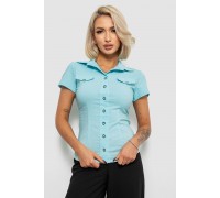 Рубашка женская однотонная, цвет голубой, 230R068-1