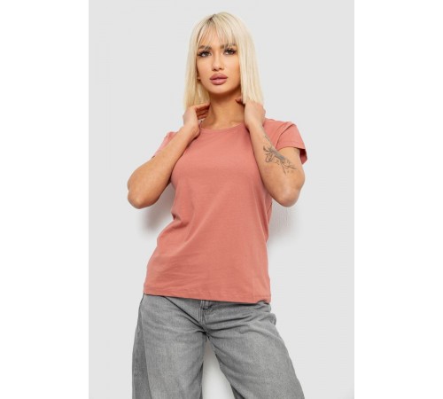 Футболка женская однотонная, цвет пудровый, 244R2806