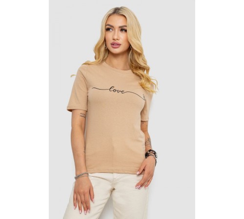 Футболка женская с принтом, цвет бежевый, 241R133