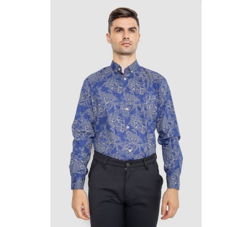 Сорочка чоловіча з принтом, колір синій, 247R115
