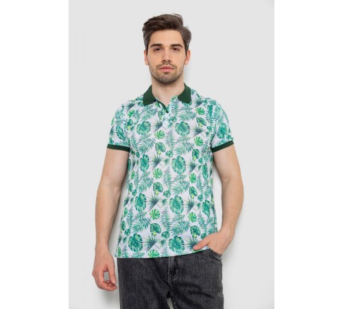 Поло чоловіче з принтом, колір зелено-молочний, 247R311
