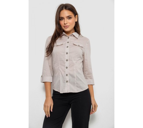 Рубашка женская однотонная, цвет светло-бежевый, 230R068-6