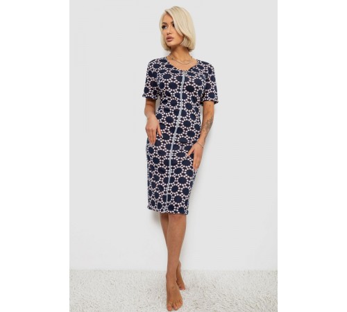 Халат жіночий на блискавці в горох, колір синій, 257R1030-3