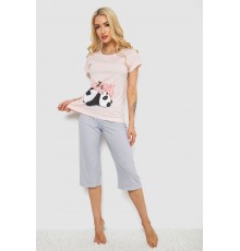 Піжама жіноча з принтом, колір персиковий, 243R7057