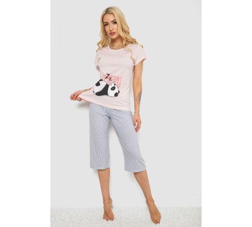 Піжама жіноча з принтом, колір персиковий, 243R7057