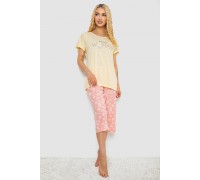 Піжама жіноча з принтом, колір жовтий, 243R7075