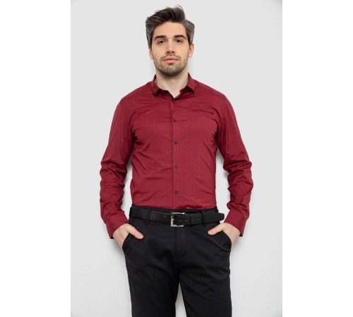 Сорочка чоловіча з принтом, колір бордовий, 186R2009
