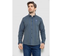 Сорочка чоловіча в смужку, колір синьо-зелений, 186RM01