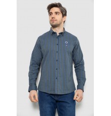Сорочка чоловіча в смужку, колір синьо-зелений, 186RM01