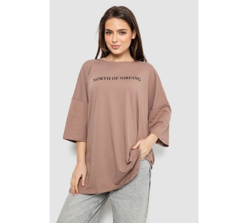 Футболка женская с принтом, цвет мокко, 244R3013