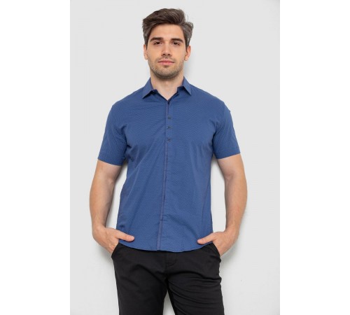 Сорочка чоловіча з принтом, колір джинс, 214R7014